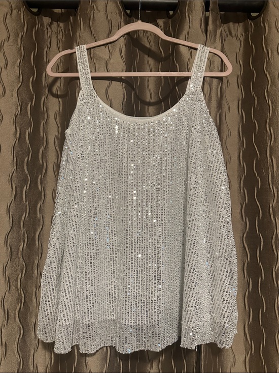 Tops - Silver Sequin Tank Top - Women's Sparkle Camisole